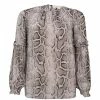 MICHAEL Michael Kors Snake Ruffle Long Sleeve Blouse