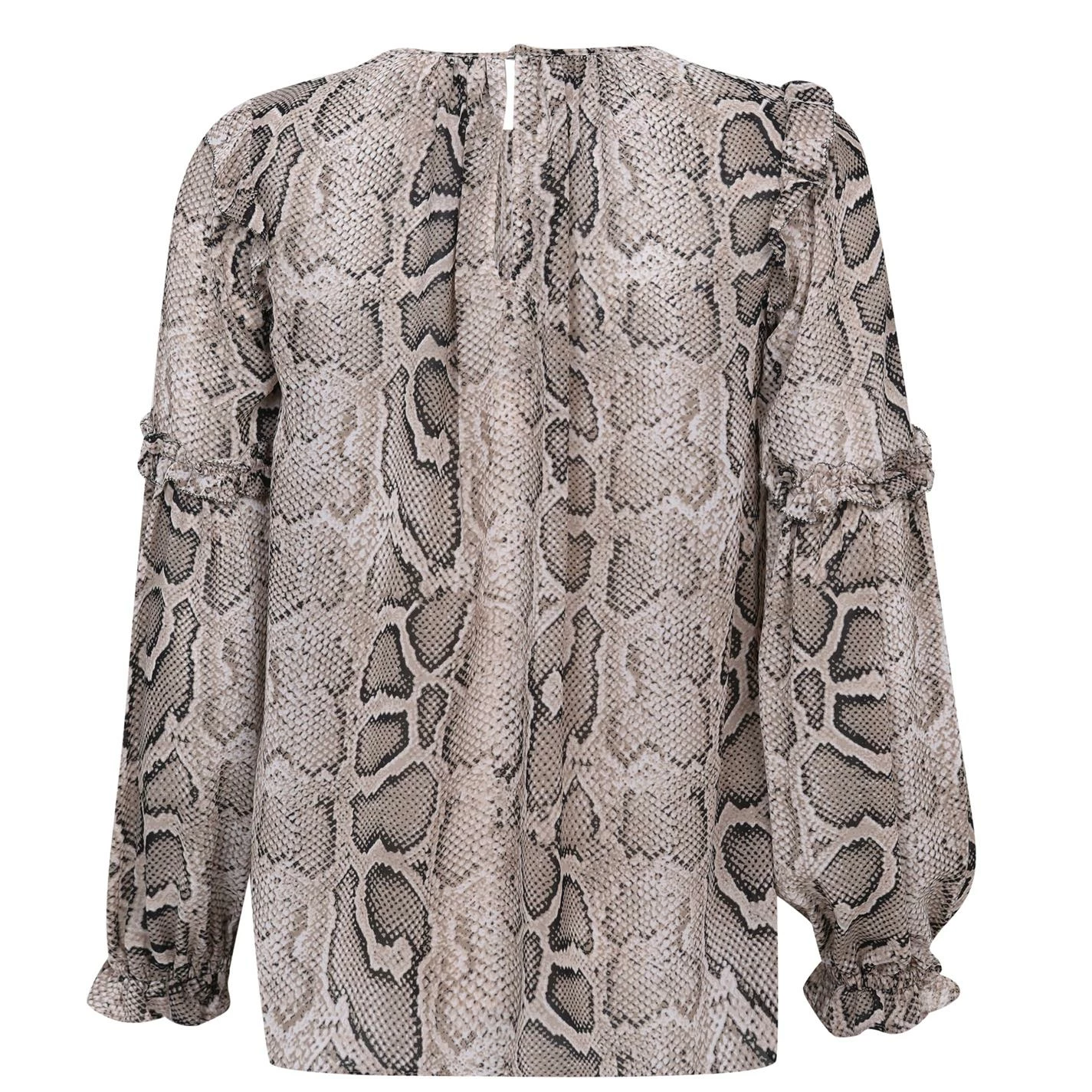 MICHAEL Michael Kors Snake Ruffle Long Sleeve Blouse 8 MICHAEL Michael Kors Snake Ruffle Long Sleeve Blouse - Image 6