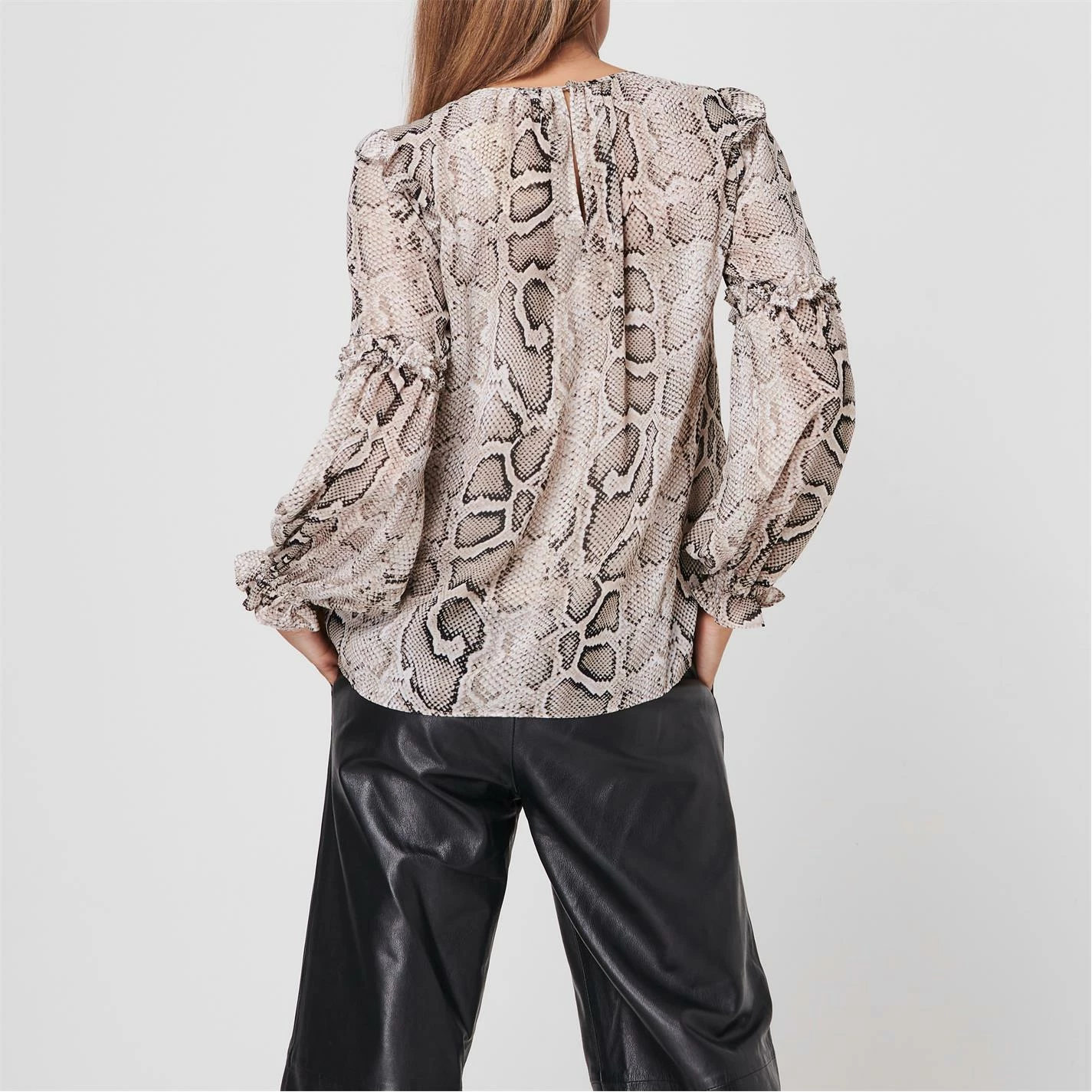 MICHAEL Michael Kors Snake Ruffle Long Sleeve Blouse 5 MICHAEL Michael Kors Snake Ruffle Long Sleeve Blouse - Image 3