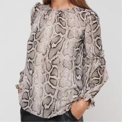 MICHAEL Michael Kors Snake Ruffle Long Sleeve Blouse 12 MICHAEL Michael Kors Snake Ruffle Long Sleeve Blouse -MICHAEL Michael Kors Official Shop 54015704 xxl a3