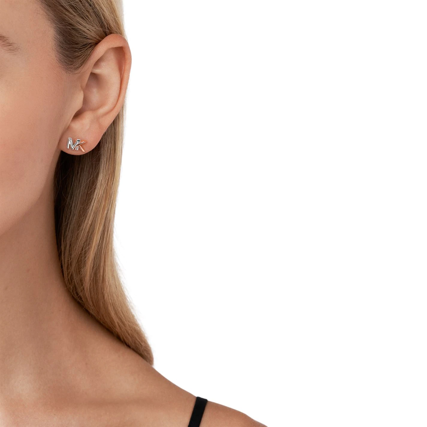 MICHAEL Michael Kors Sterling Silver Two Tone MK Earrings 6 MICHAEL Michael Kors Sterling Silver Two Tone MK Earrings - Image 4