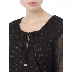 MICHAEL Michael Kors Draw String V Neck Blouse -MICHAEL Michael Kors Official Shop ai436800 xxl a3